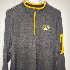 MIZZOU Performance 1/4 Zip Mens M Gray Gold Long Sleeve Stretch
